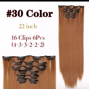 Color 30 clip in hair extensions synthetic